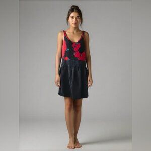 Marquis Black and Red Floral Tank Dress Size S